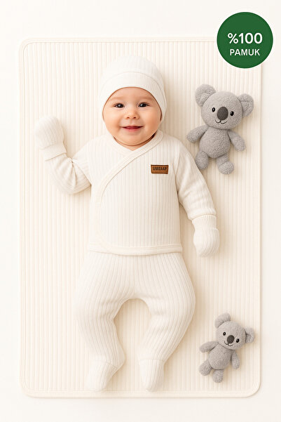 UmBaby 7-Piece 100% Cotton Ecru Baby Hospital Discharge Set – Blanket with Booties and Bib