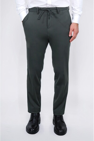 Velvarde Lightly Textured Self-Tie Beige Jogger Single Pants