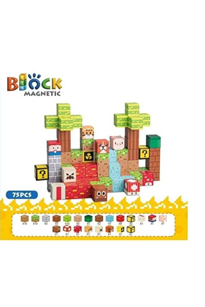 Picodino Minecraft Magnetic Block Cubes Set — 75 pieces