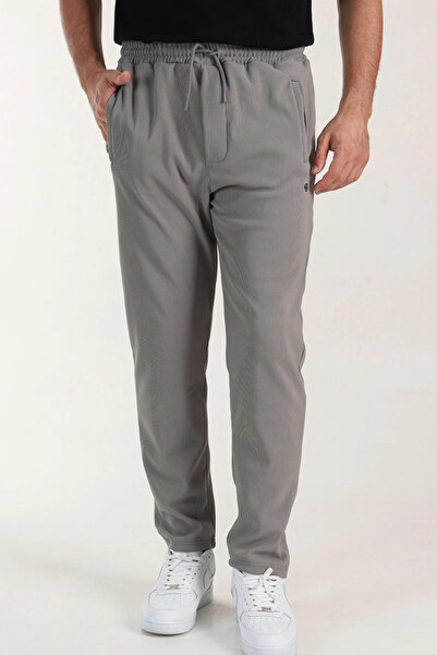 EXSPORT Ιταλικό κομμένο βαμβακερό χειμερινό ίσιο παντελόνι με ριγέ σχέδιο