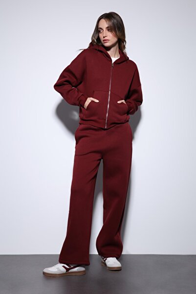 Antioch Burgundy Zippered Hooded Women's Sweatshirt