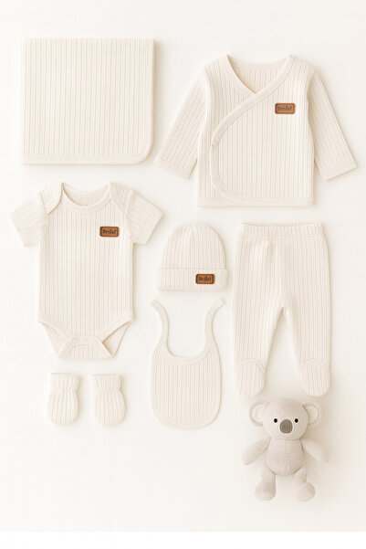 UmBaby 7-Piece 100% Cotton Ecru Baby Hospital Discharge Set – Blanket with Booties and Bib