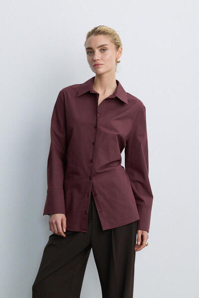 BE BLUE Plum Color Shirt with Binding Detail