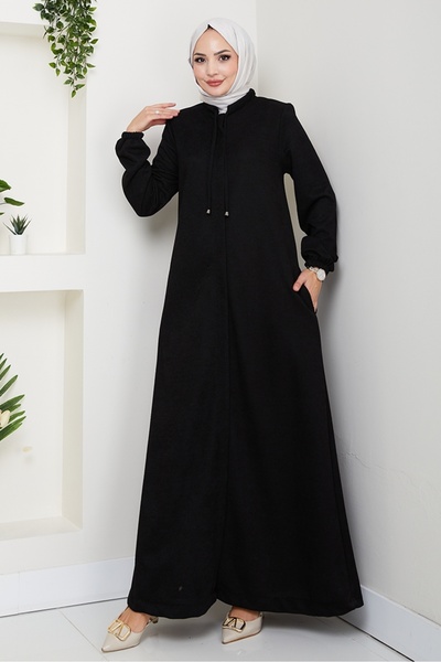 Bestenur Chenille Hidden Zipper Ferace 1628 - Black