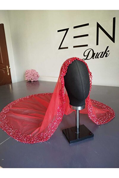 ZEN DUVAK Kırmızı Nakışlı Kına Örtüsü