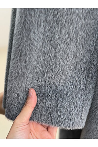 BENAHOLL Cametta Double-Breasted Collar Block Belt Transition Coat-Br70025 Gray