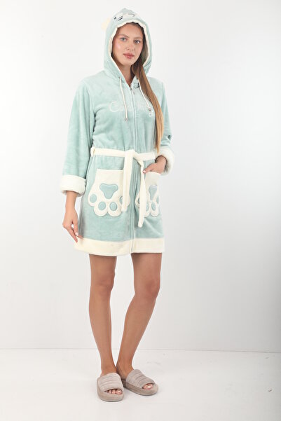 Wild Love Γυναικείο κοντό φόρεμα με κουκούλα με κεντημένο φερμουάρ από μπαμπού