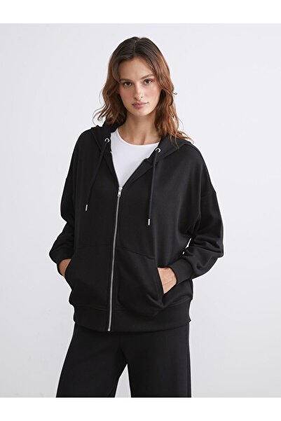 LC Waikiki LCW Vision Kapüşonlu Oversize Kadın Fermuarlı Sweatshirt