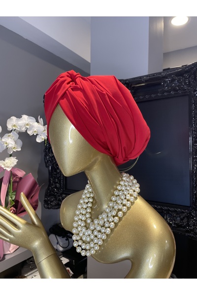 Hürrem Aldinç KÜBRA YAMAK – PREMİUM TESETTÜR BONE / DÜĞÜMLÜ SERİ KIRMIZI