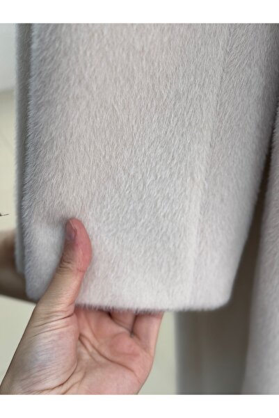 BENAHOLL Cametta Double-Breasted Collar Block Belt Transition Coat-Br70025 Stone