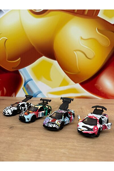 scntoys 4-Piece Racing Car Toy Porsche Lamborghini Mercedes Racing Car with Opening Doors Pull and Release