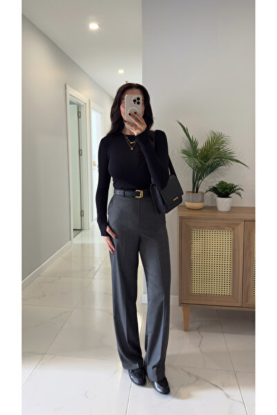 BİRCANÇİL Olya Anthracite Palazzo Pants