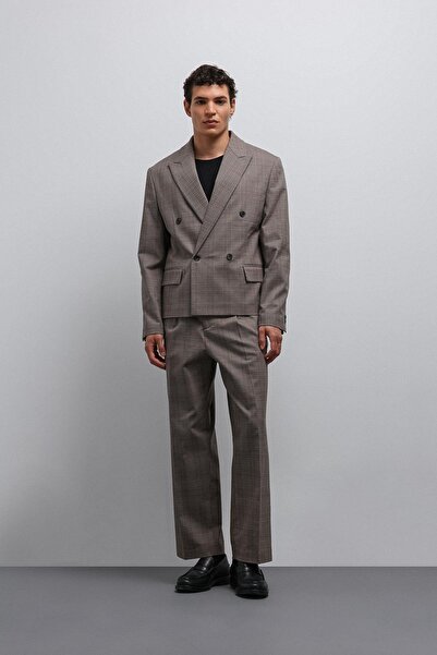 Antioch Kahve Relax Fit Plaid Men's Trousers