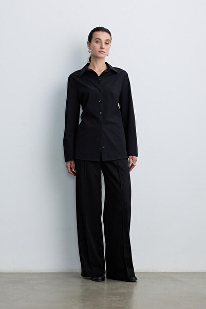 BE BLUE Black Lace up Detailed Shirt