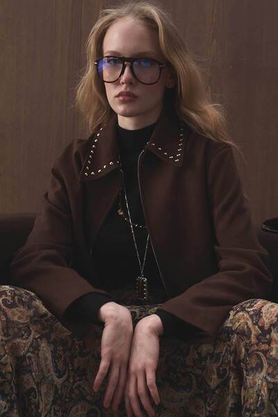 Hooopstore Premium Kısa Süet Koyu Kahve Ceket