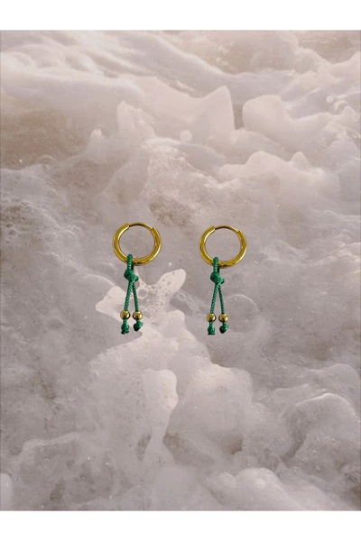 Hoop jewelery Steel Green String Earrings