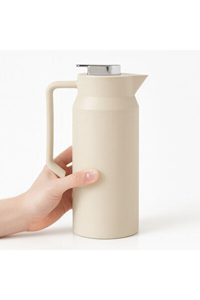 Host 🩶 Elegant ivory thermos with a luxurious silver lid - 1 liter capacity