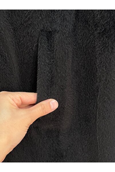 BENAHOLL Cametta Double Breasted Collar Block Belt Transition Coat-Br70025 Black