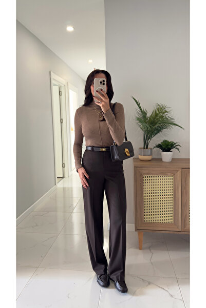 BİRCANÇİL Olya Kahve Palazzo Pantolon