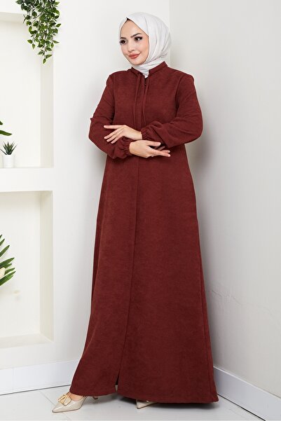 Bestenur Chenille Hidden Zipper Ferace 1628 - Burgundy