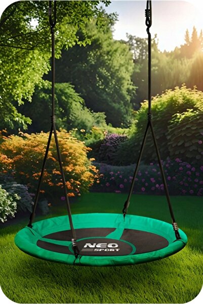 Neo-Sport Swingo 100 cm Green Nest Swing for Children with Steel Frame, Waterproof Cover and R