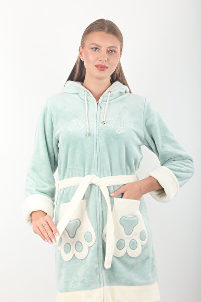 Wild Love Γυναικείο κοντό φόρεμα με κουκούλα με κεντημένο φερμουάρ από μπαμπού