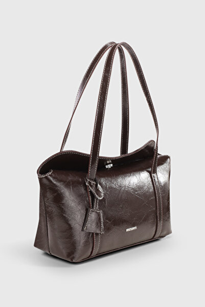 Housebags Rugan Kahverengi Kapaklı Bowling Omuz Çantası 270