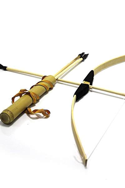 CİYU TİCARET Ahşap Ok Yay Seti Dekoratif Hediyelik Ok Yay Seti Ahşap