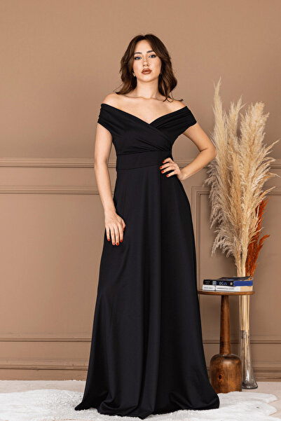 BEYBOS Φόρεμα Boat Neck Kiloş - Μαύρο