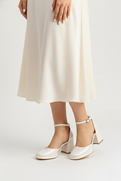 sanbara Kadın Cilt Bilek Bağlamalı İnce Platform Düğün Nişan Ayakkabısı