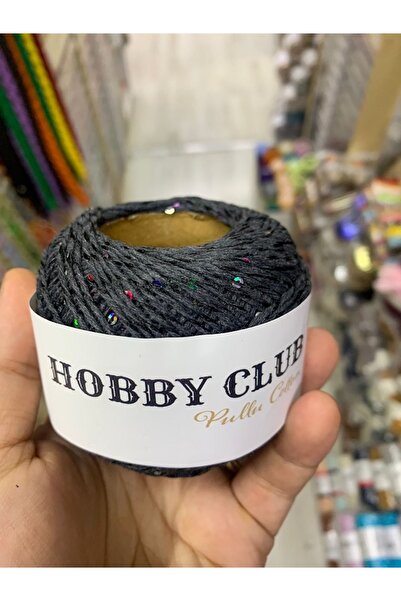 hobby club خيط تريكو يدوي مطرز بالترتر 50 جرام 90 متر