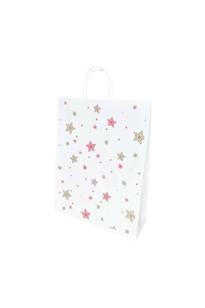 Papette Set of 50 Kraft Paper Bags with Christmas Star Parade Pattern 32 x 41...