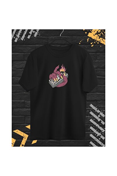 OEM Men's T-shirt with Embroidery, "Burning Money", Cotton, Black, XL (INTL)