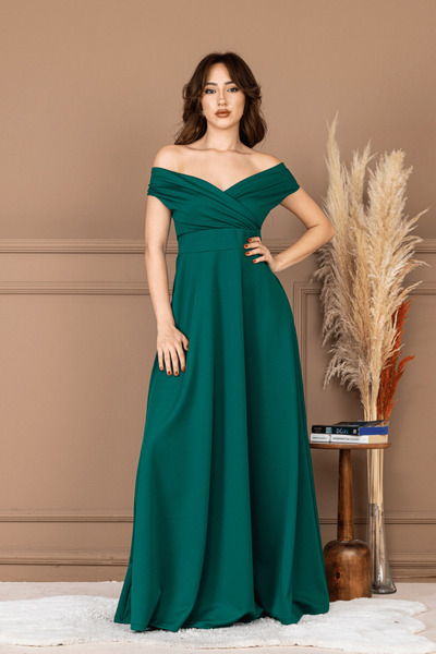 BEYBOS Φόρεμα Kayak Neck Kiloş - Emerald Green