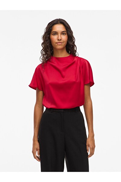 VILA Oberteil mit kurzen Ärmeln VIELMINA Stehkragen