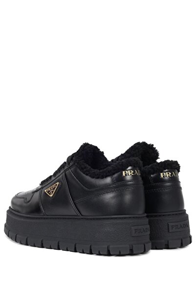 Prada Sport Metal Logo Black Fur Sneakers