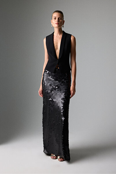 Roman Payetli Uzun Etek Siyah K2615063_001