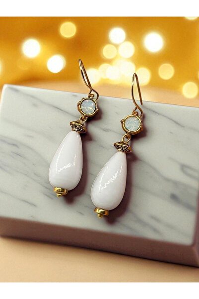 dela otantik Elegant Drop Earrings with Stones – Handmade Dangle Earrings - Authentic Bohemian Vibrant Colorful Bijouterie Jewelry