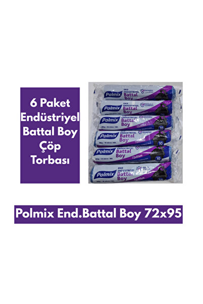 Polmix Endüstriyel Battal Boy Çöp Torbası 72x95 6 paket x 10 adet= 60 adet