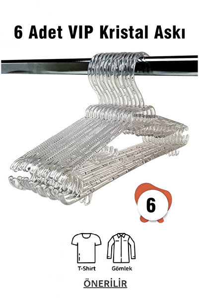 Vip Home Concept Market Ürünleri Kristal Askı Şeffaf Büyük Boy 6 ADET Elbise ...