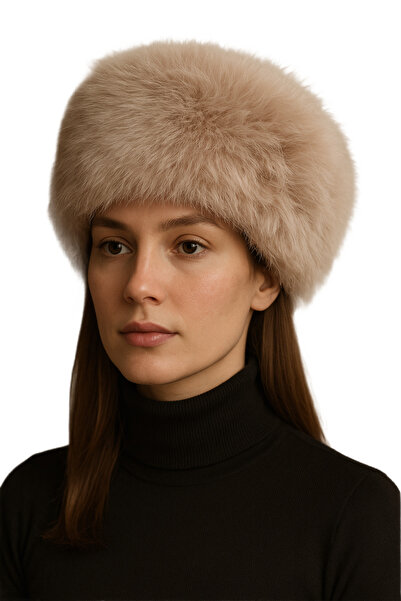 CosmoOutlet Women's Beige Color Winter Faux Fur Plush Russian Kalpak