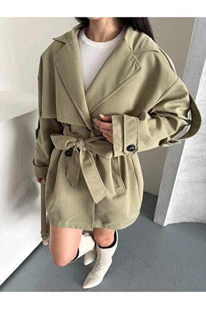 Moda İkra Trench Coat Belted Buttoned Stylish Comfortable Casual Combination Spring Autumn Trench Coat
