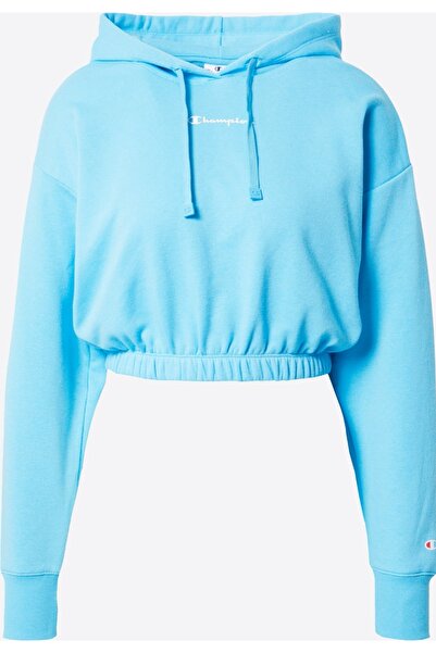 Champion Women's light blue cropped sweatshirt