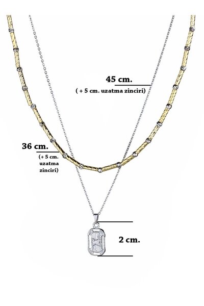 Klips Concept İkili Kombin Dorika Model Zincir Kolye