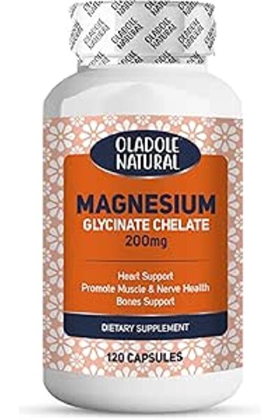 Oladole Natural Magnesium Glycinate Chelate Supplement 200 mg, 120 Capsules