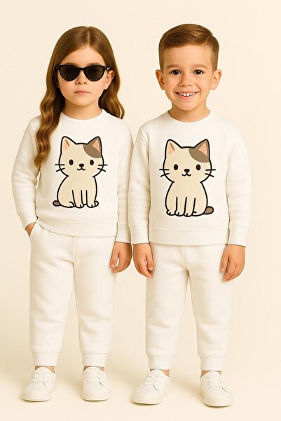 playwear ΜΟΝΟ ΤΕΜΑΧΙΟ Παιδικό Φούτερ με στάμπα γάτας, από ύφασμα 3 κλωστών, β...