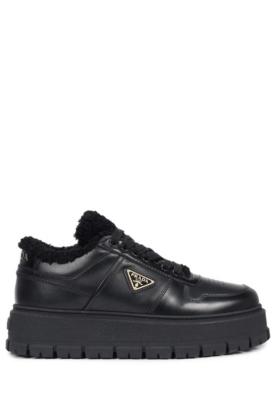 Prada Sport Metal Logo Black Fur Sneakers