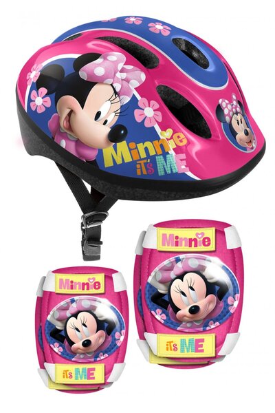STAMP Combo set Minnie, casca reglabila, genunchiere si cotiere, 3-6 ani,