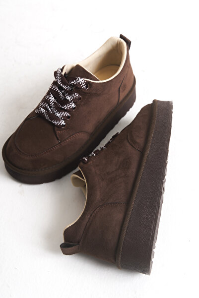 Solo Bag Thick Sole Lace-Up Suede Orthopedic Brown Casual Women's Sports Shoes