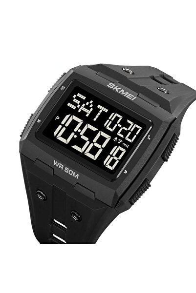 Skmei Men's Watch Dual Time Square Display Stopwatch Alarm Black